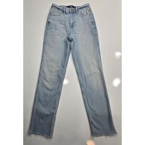 Hollister‎ Ultra High Rise Mom Jeans Vintage Stretch Frayed Hem Light Wash W24